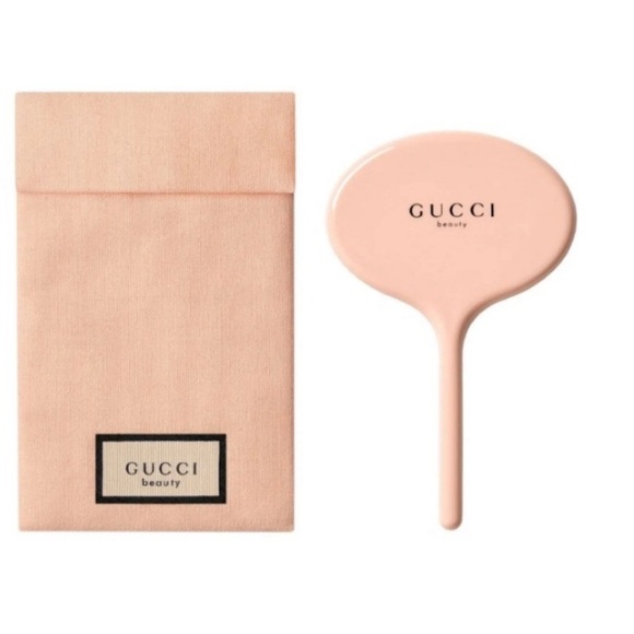 Gucci Beauty Small Pink Mirror With Floral Pink Pouch NWOT - Picture 1 of 8